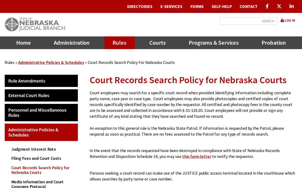 Banner County warrant search court records access policy
