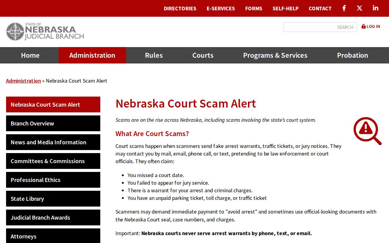 Banner County most wanted reference court scam warning
