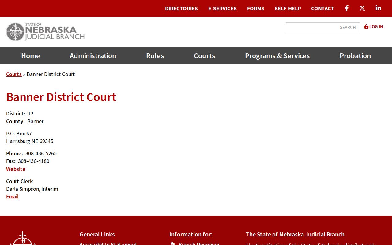 Banner County arrest warrants district court contact