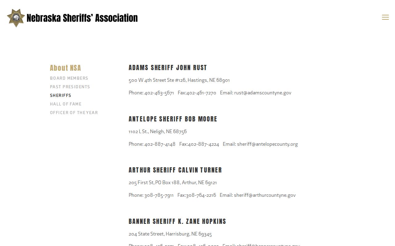 Banner County warrant records sheriff directory contact